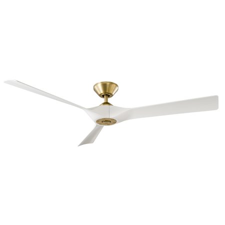 MODERN FORMS Torque 3-Blade Smart Ceiling Fan 58in Satin Brass/White with Remote Control FR-W2204-58